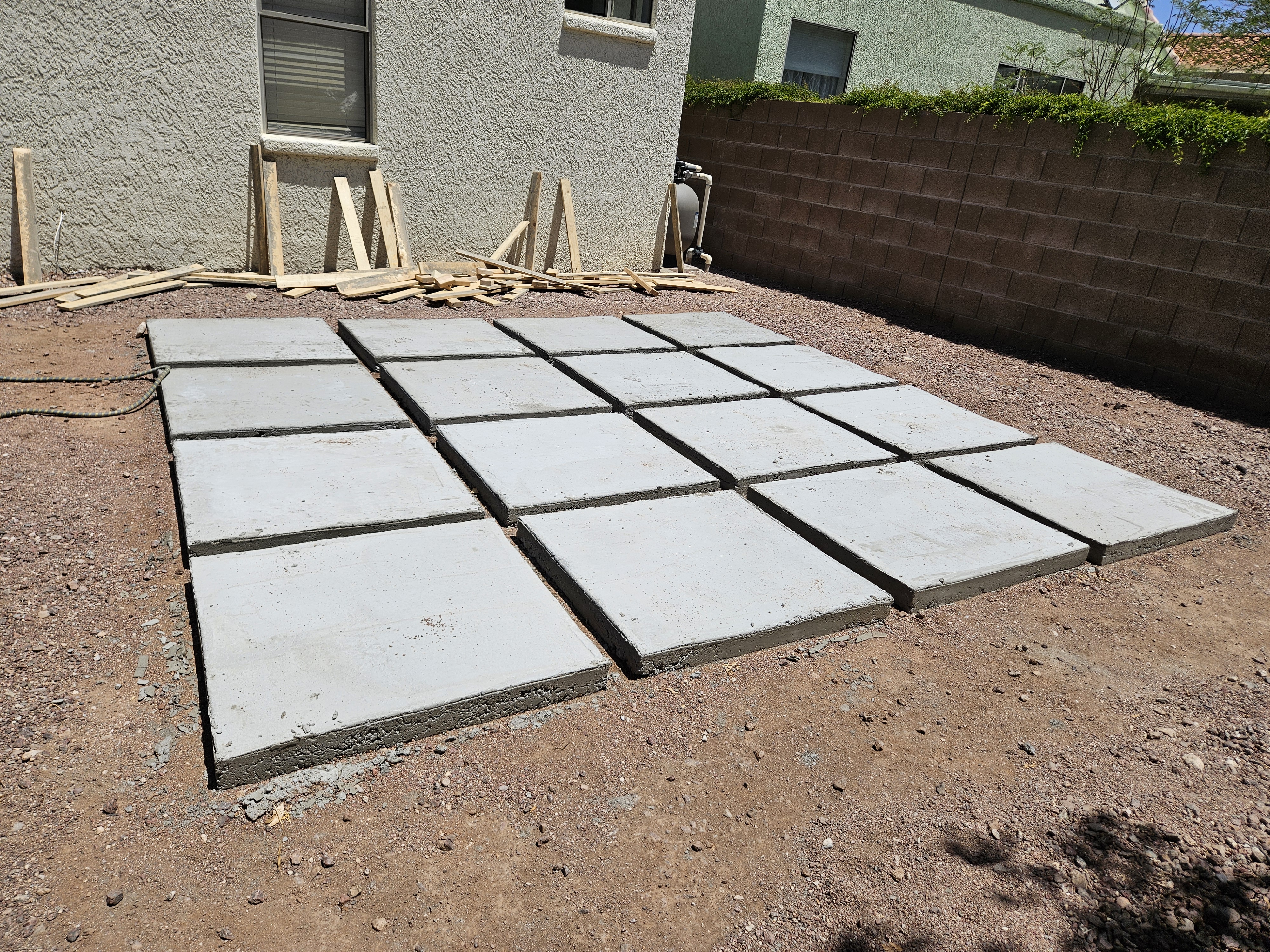 Finished concrete pad grid