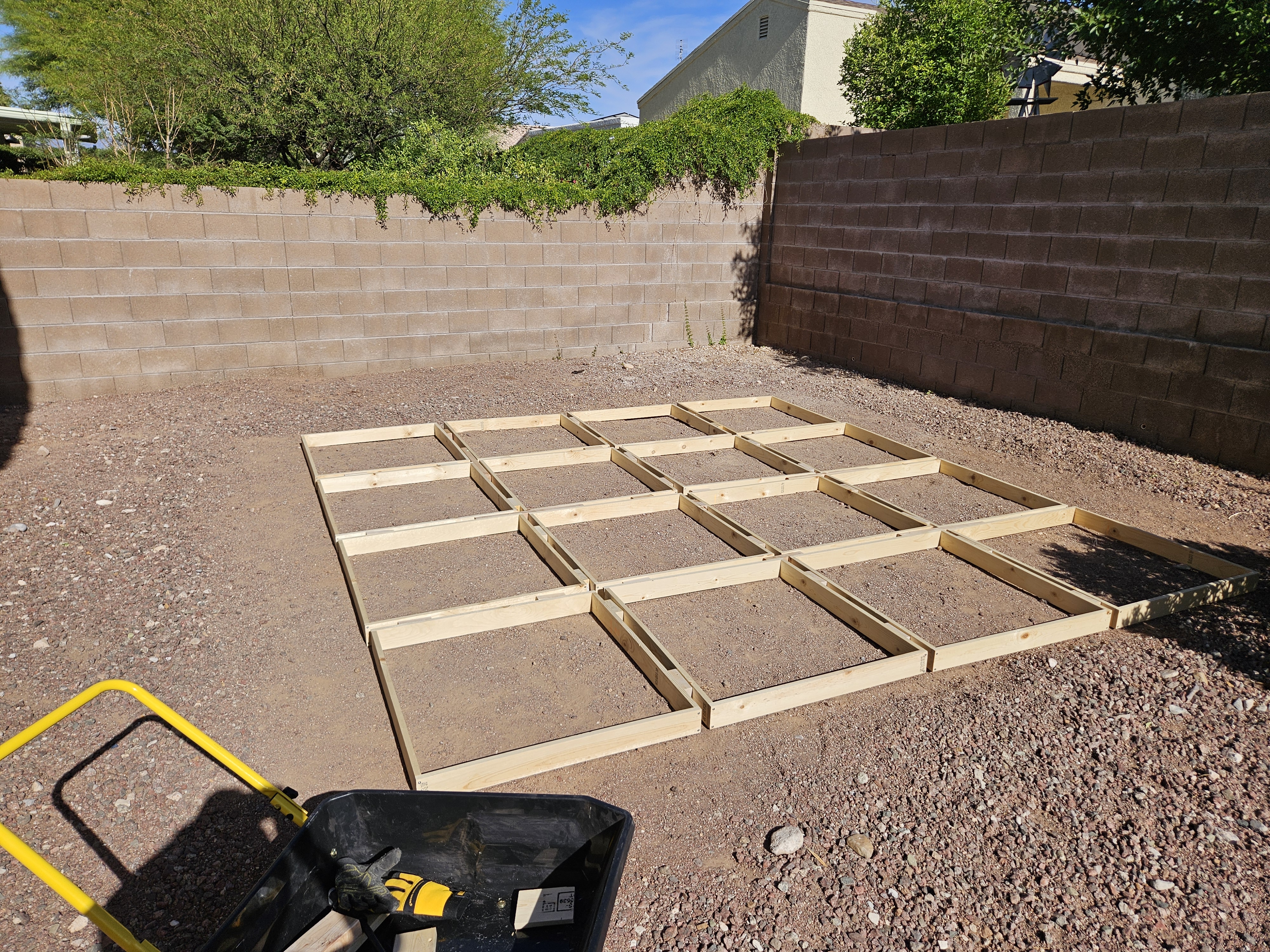 Concrete wood form layout before pour