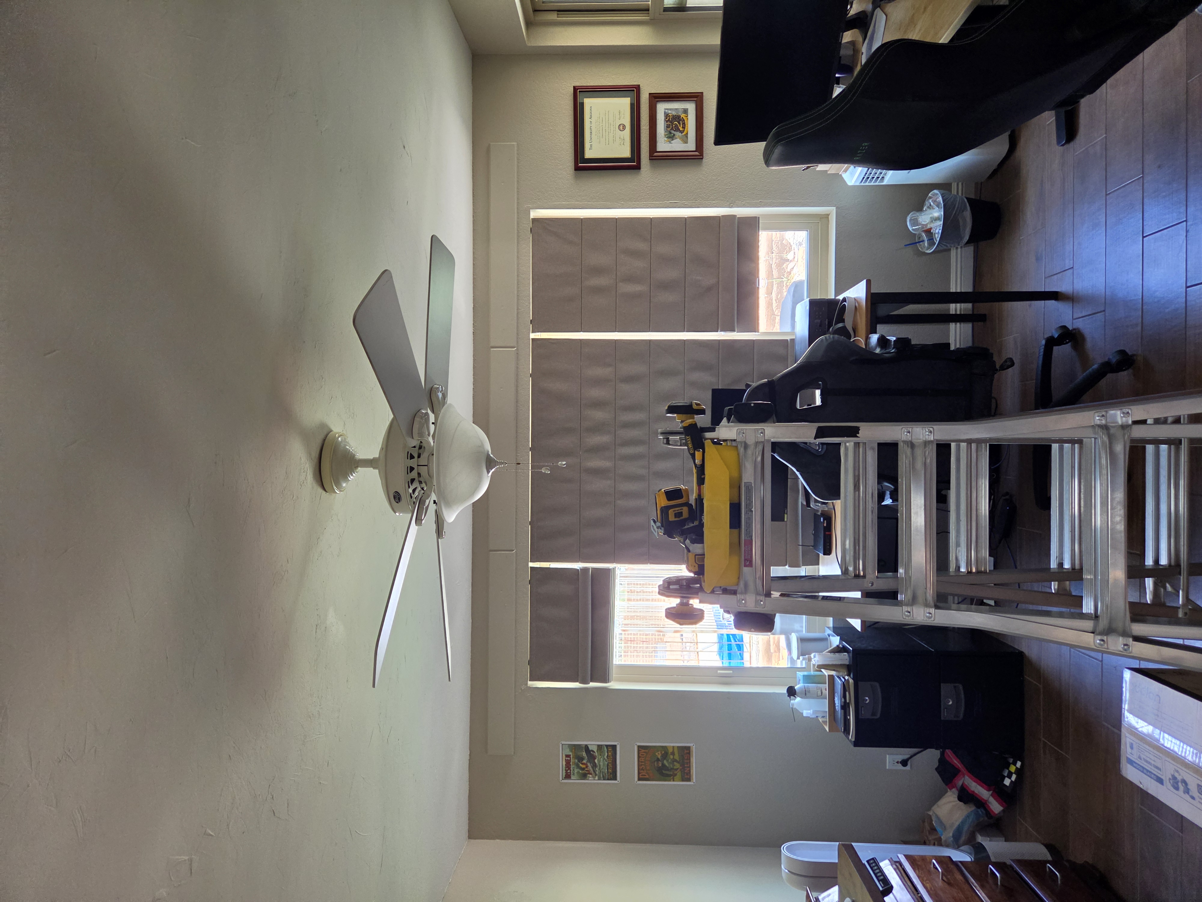 Office ceiling fan before replacement