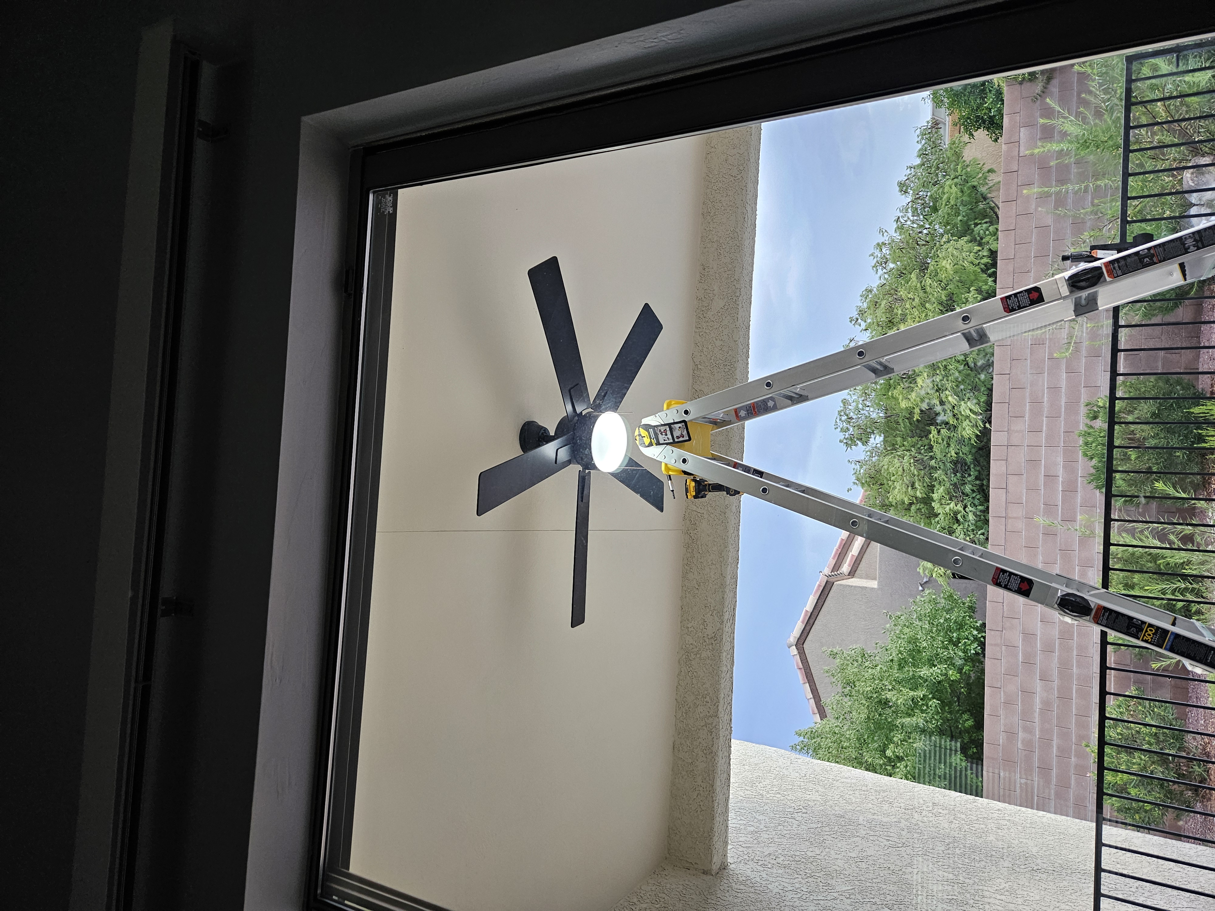 Installed patio ceiling fan and light