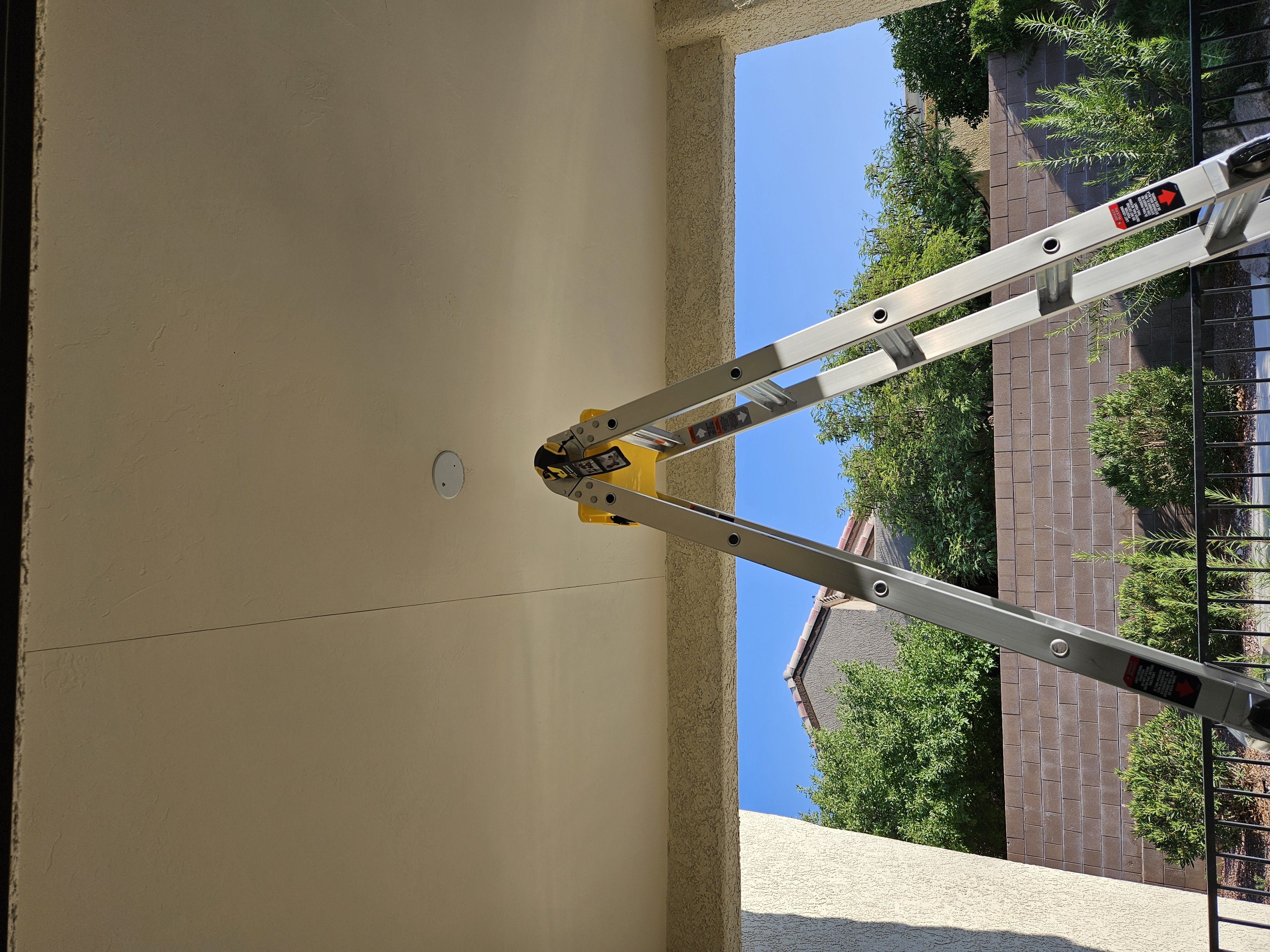 Ceiling fan prep with ladder and mounting point