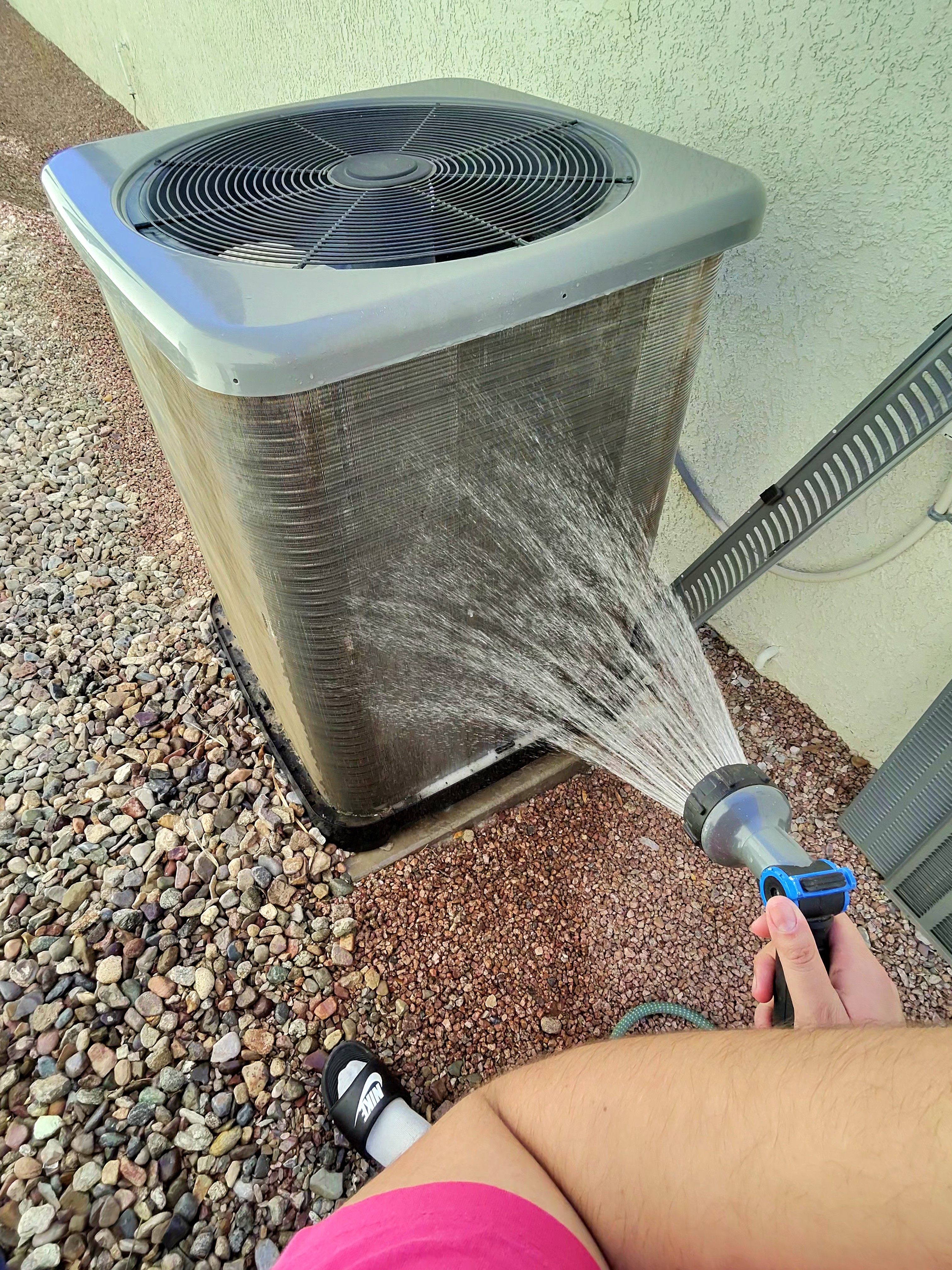 HVAC condenser cleaned