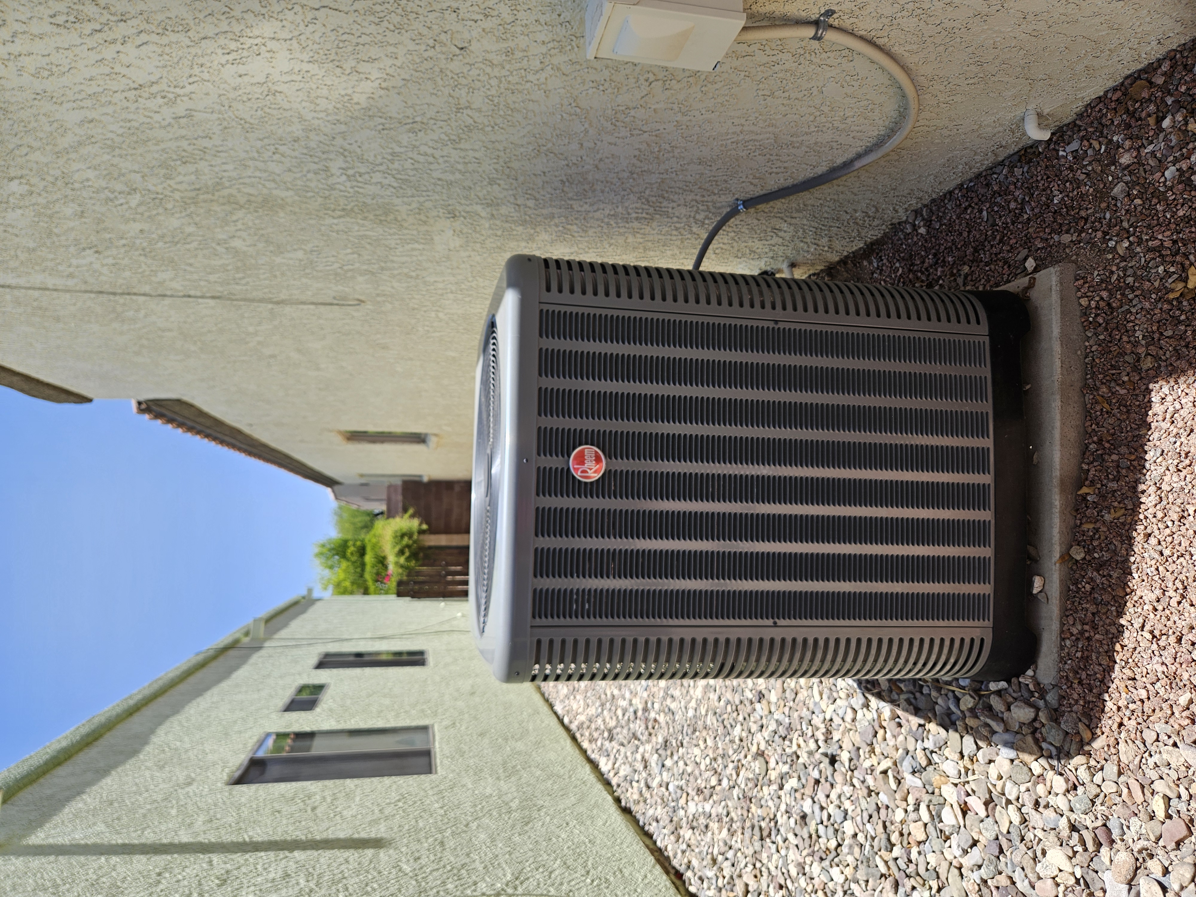 HVAC condenser unit after service and cleaning