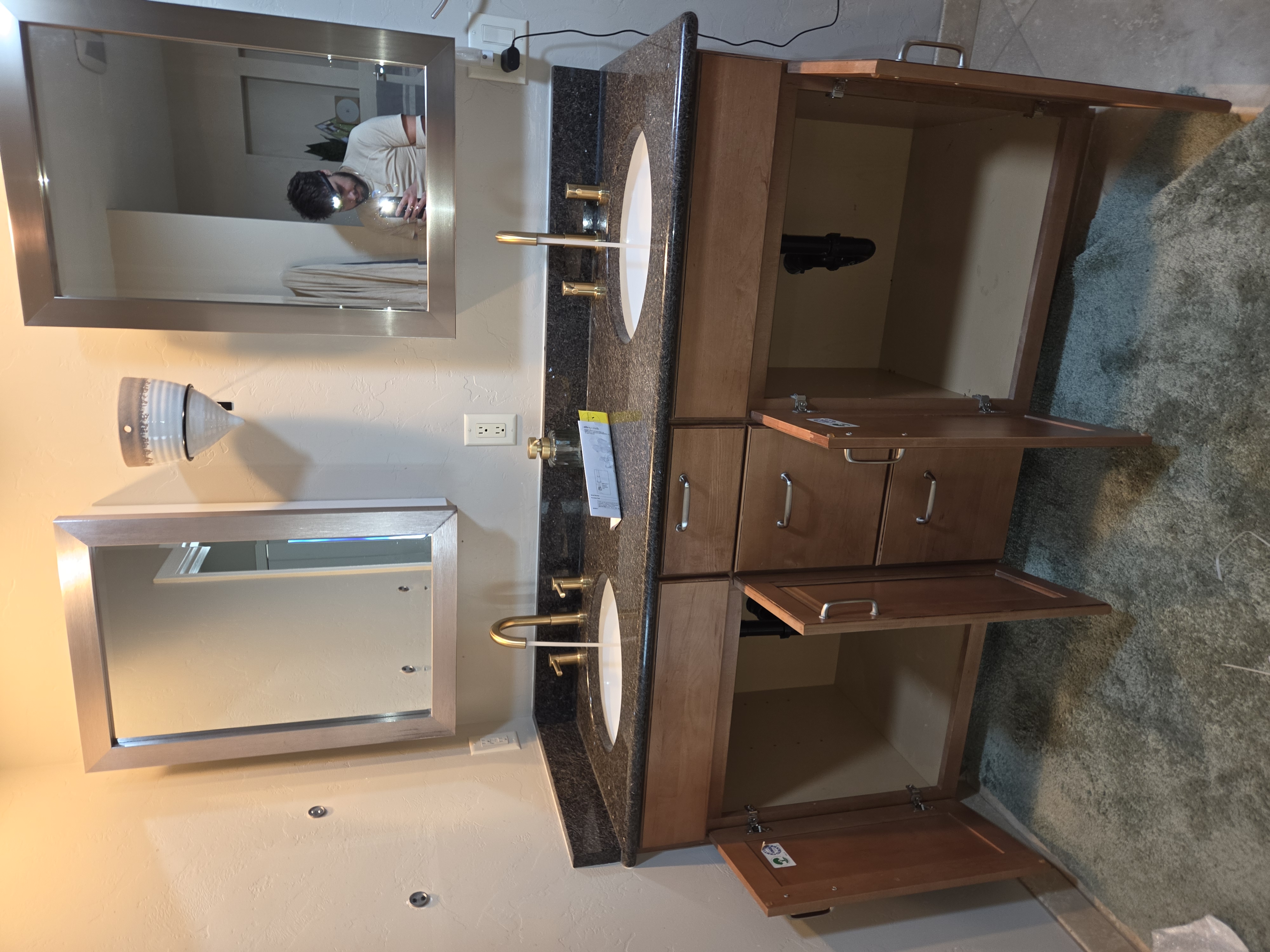 Bathroom vanity after faucet upgrade