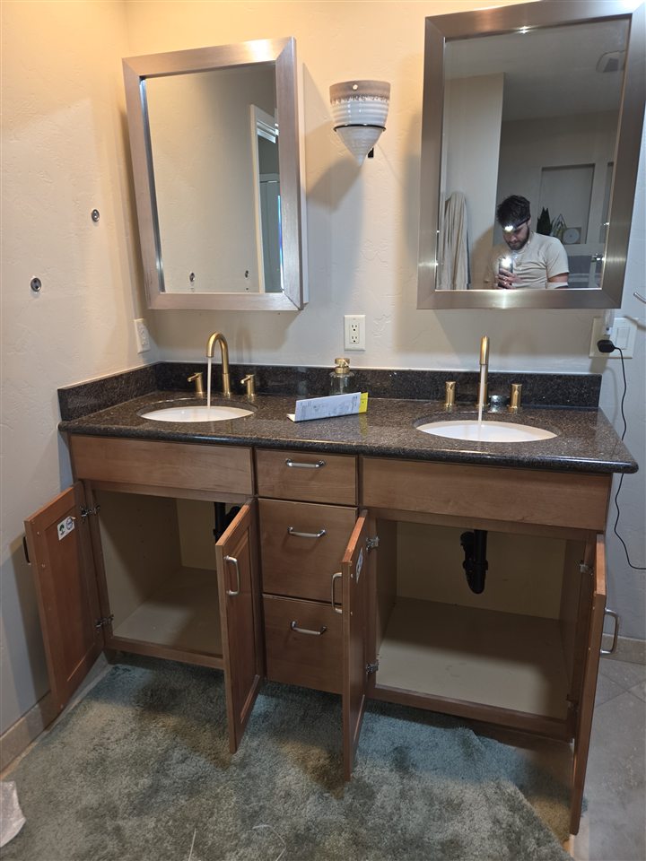 Bathroom vanity after faucet upgrade