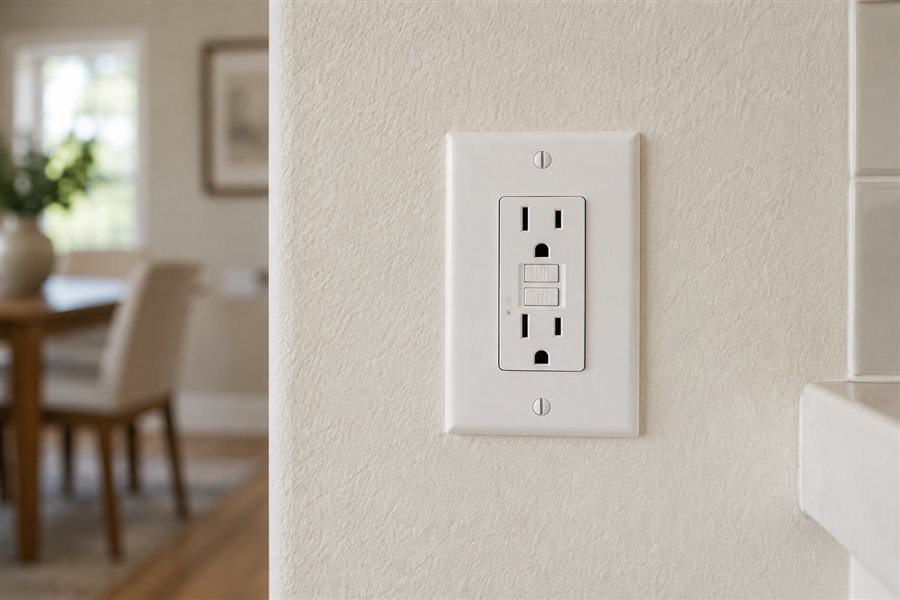 Illustration of a GFCI outlet in a home